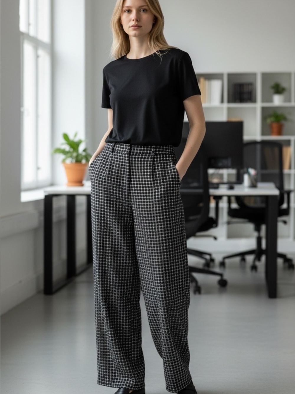 Black and White Checkered Pants